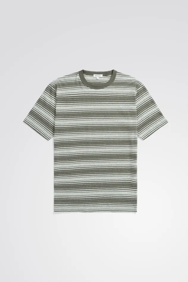 Men Norse Projects TShirts Johannes Spaced Stripe Tshirt Sediment Green