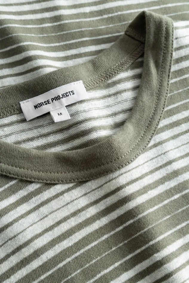 Men Norse Projects TShirts Johannes Spaced Stripe Tshirt Sediment Green