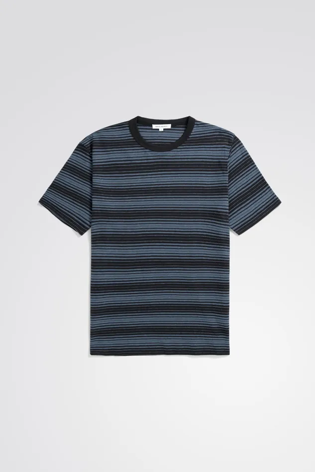 Men Norse Projects TShirts Johannes Spaced Stripe Tshirt Steel Blue