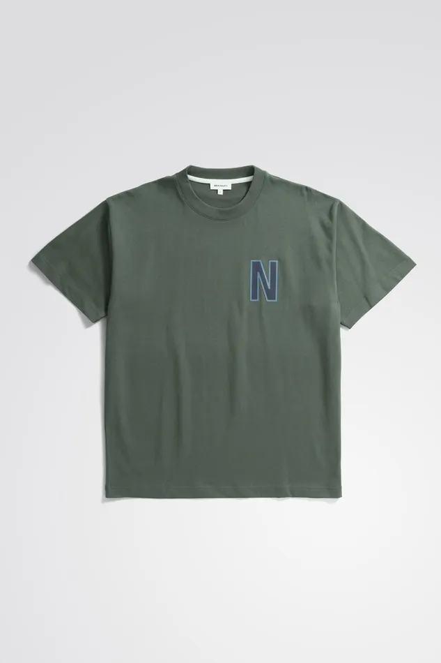 Men Norse Projects TShirts Simon Loose Organic Heavy Jersey Large N TShirt Spruce Green