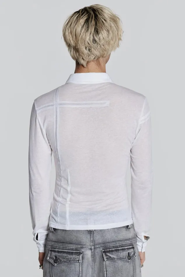 Men Off White Jersey Cut and Sew Long Sleeve Shirt Jaded London Tailoring