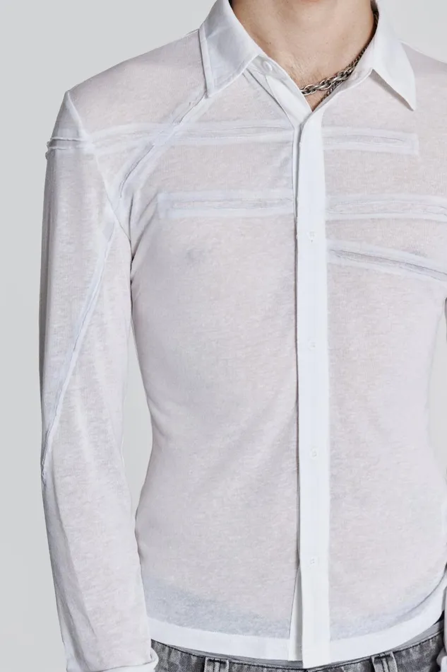 Men Off White Jersey Cut and Sew Long Sleeve Shirt Jaded London Tailoring
