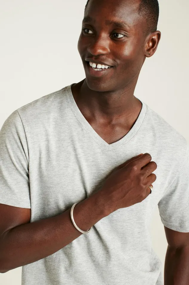 Men Organic Cotton VNeck Tee Heather Grey Bonobos Short Sleeve Tees