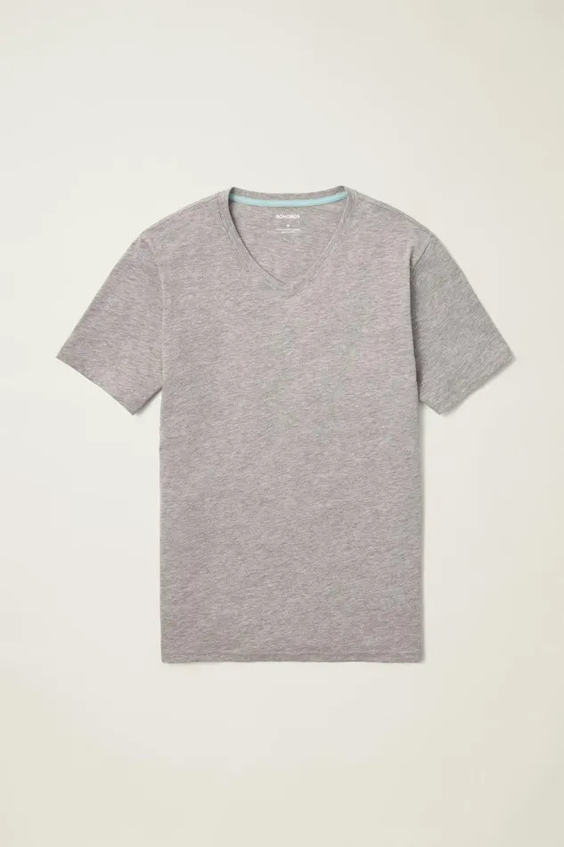 Men Organic Cotton VNeck Tee Heather Grey Bonobos Short Sleeve Tees