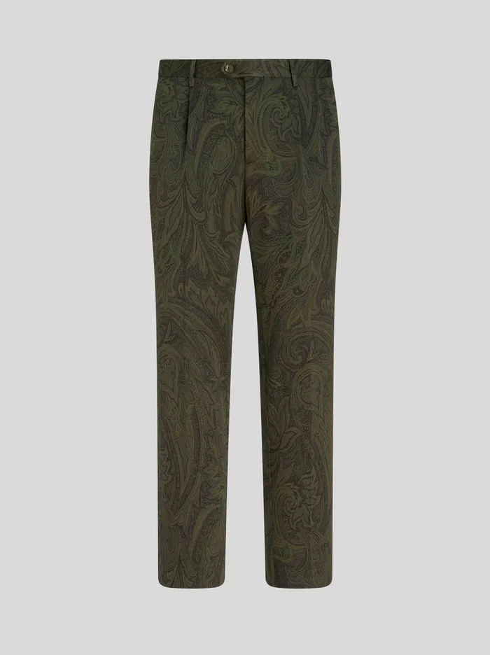 Men Paisley Cotton Jacquard Trousers Etro Trousers