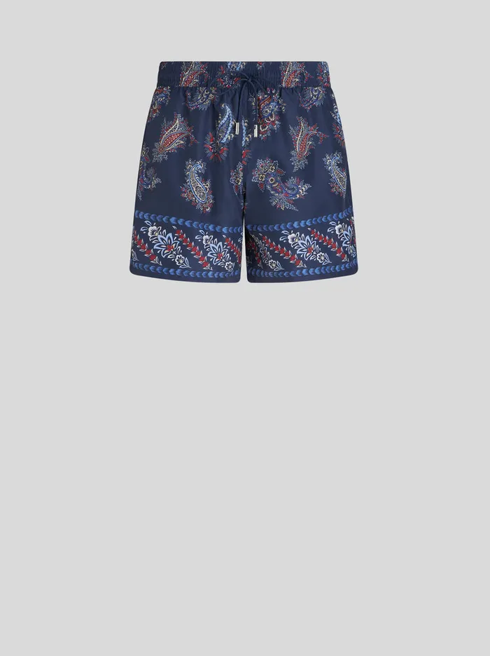 Men Paisley FoliagePatterned Swim Shorts Etro Beachwear