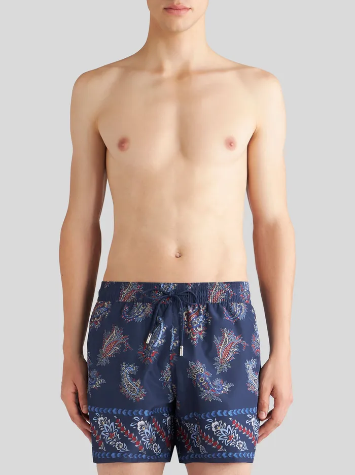 Men Paisley FoliagePatterned Swim Shorts Etro Beachwear