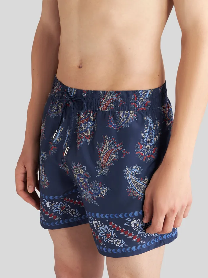 Men Paisley FoliagePatterned Swim Shorts Etro Beachwear