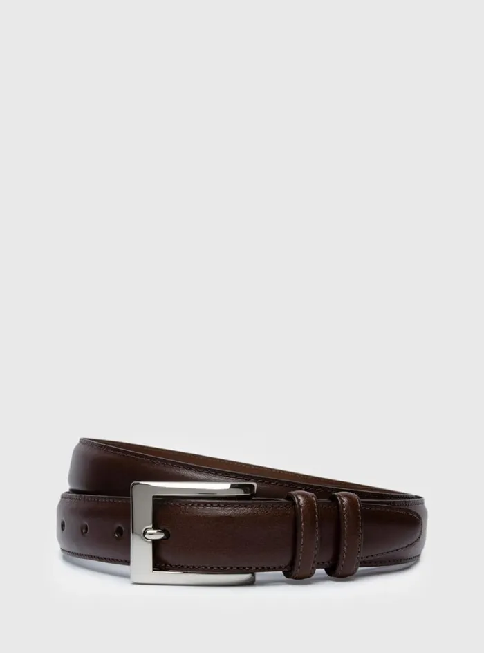 Men Paul Stuart Belts Kipskin Leather Dress Belt Brown