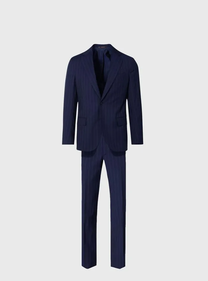Men Paul Stuart Blazers and Jackets All Year Wool Stripe Suit Navy
