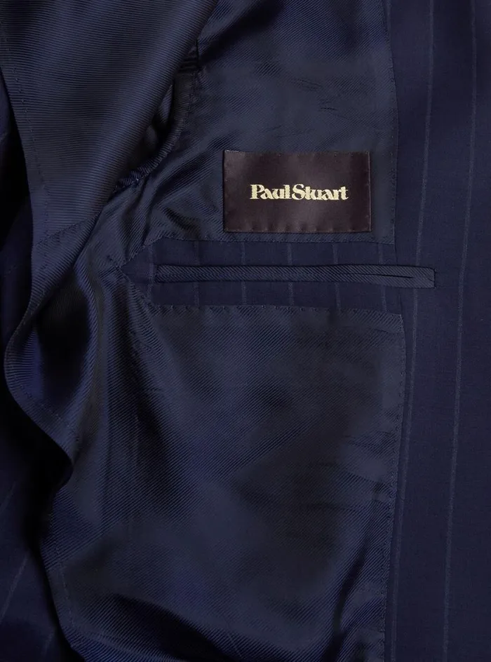 Men Paul Stuart Blazers and Jackets All Year Wool Stripe Suit Navy