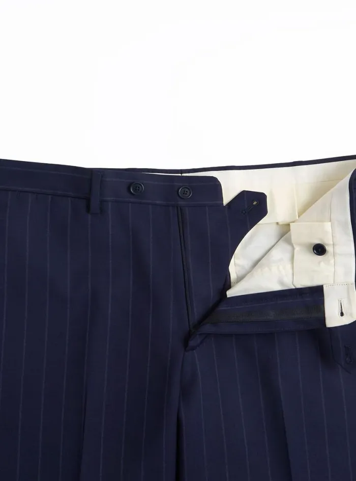 Men Paul Stuart Blazers and Jackets All Year Wool Stripe Suit Navy