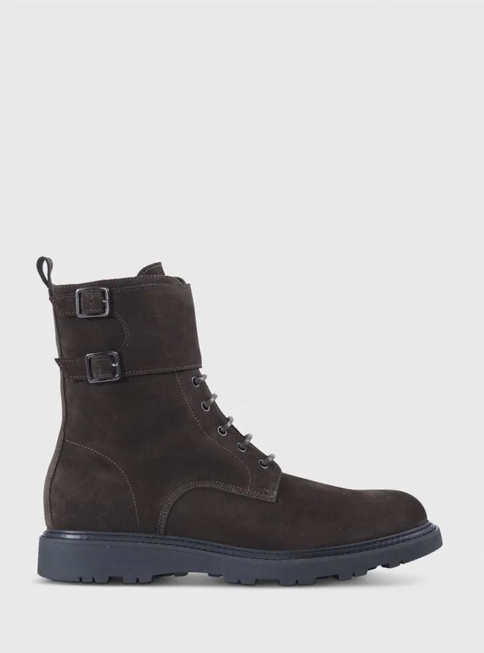 Men Paul Stuart Boots Barton Suede LaceUp Boot Dark Brown