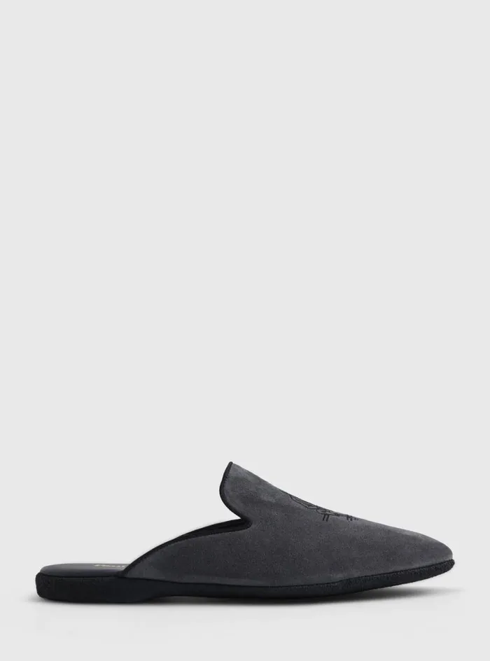 Men Paul Stuart Evening Hamilton Suede SlipOn Charcoal