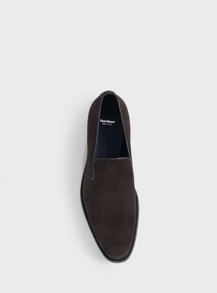 Men Paul Stuart Loafers Crest Suede Venetian Loafer Dark Brown