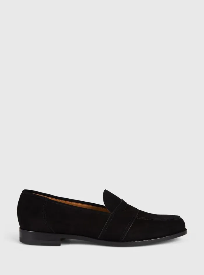 Men Paul Stuart Loafers Lee Penny Loafer Black Suede