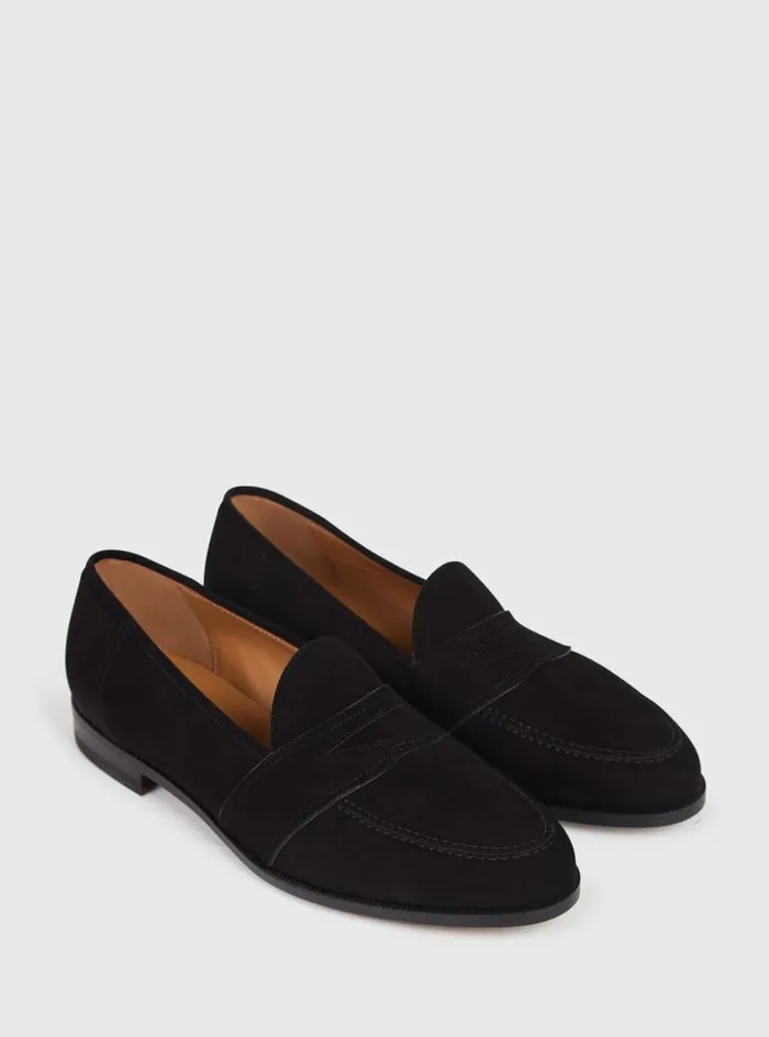 Men Paul Stuart Loafers Lee Penny Loafer Black Suede