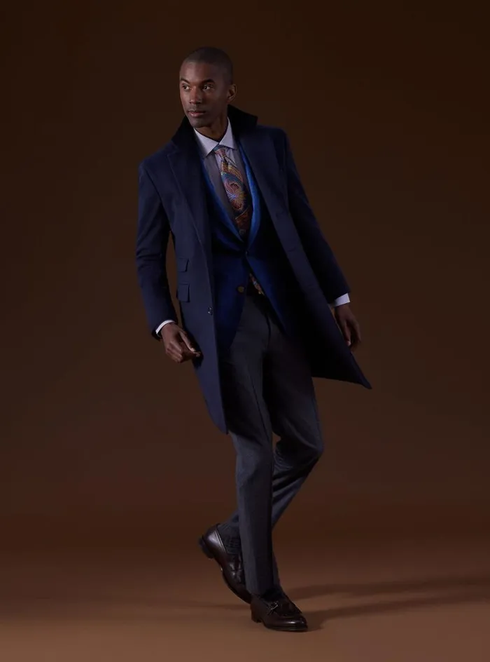 Men Paul Stuart Outerwear Cashmere Overcoat Midnight