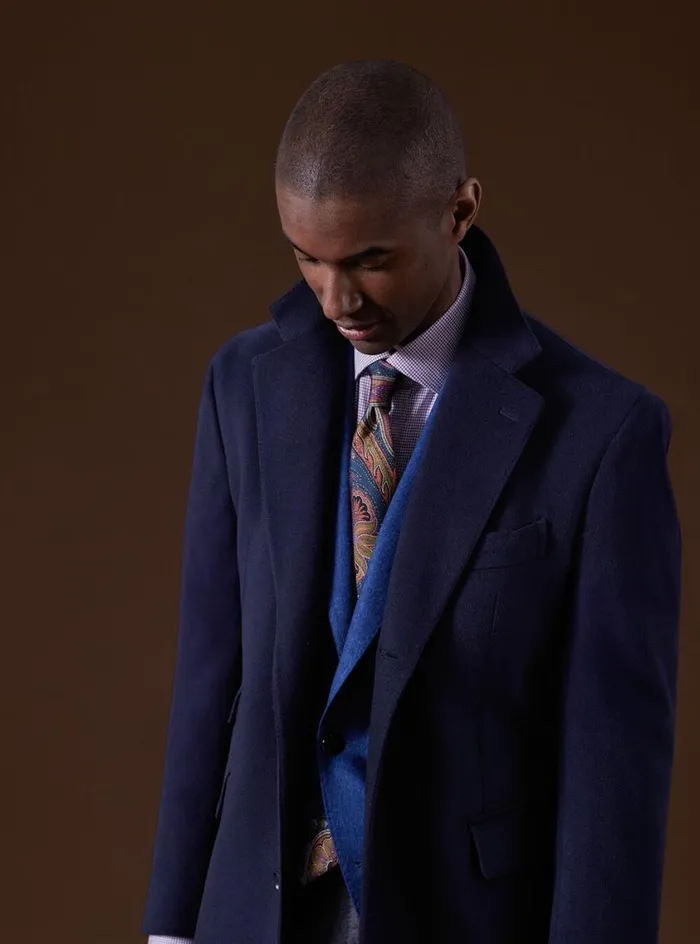 Men Paul Stuart Outerwear Cashmere Overcoat Midnight