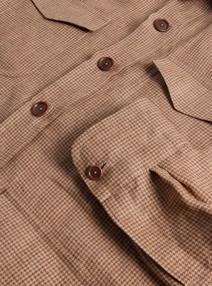 Men Paul Stuart Outerwear Linen Houndstooth Safari Jacket Gold