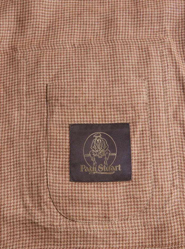 Men Paul Stuart Outerwear Linen Houndstooth Safari Jacket Gold