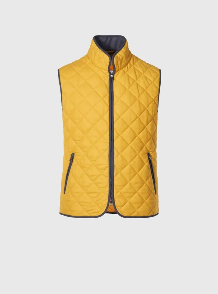 Men Paul Stuart Outerwear Quilted Wool Flannel Vest Gold