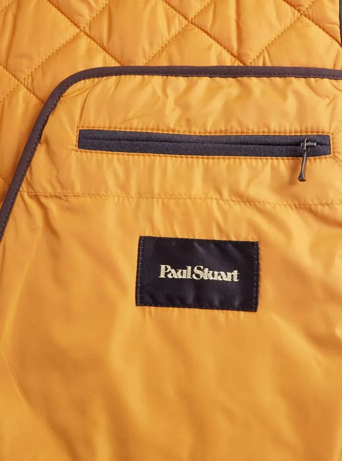 Men Paul Stuart Outerwear Quilted Wool Flannel Vest Gold