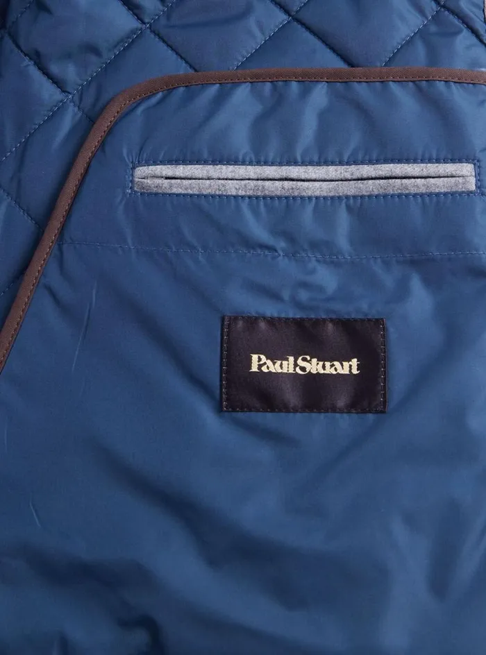 Men Paul Stuart Outerwear Quilted Wool Flannel Vest Light Blue
