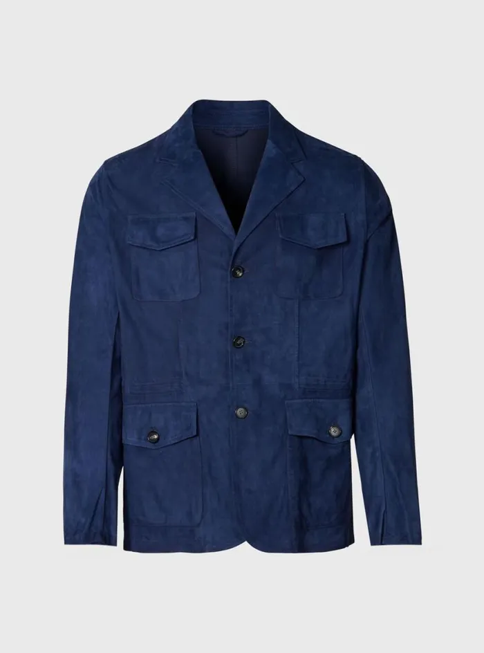 Men Paul Stuart Outerwear Suede Field Jacket Navy