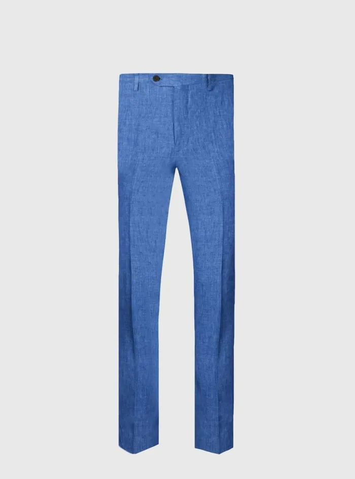 Men Paul Stuart Pants Linen Chambray Trouser Denim