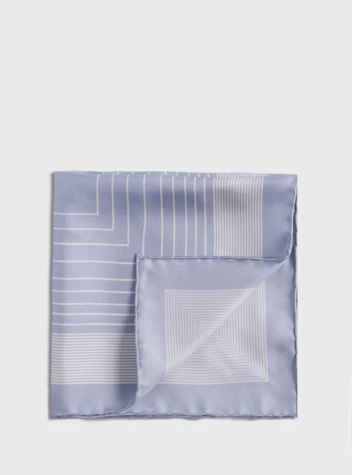 Men Paul Stuart Pocket Squares Square Pattern Silk Pocket Square Silver