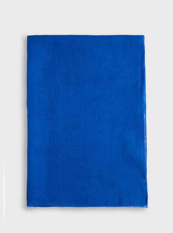 Men Paul Stuart Scarves Hats Gloves Linen Scarf Bright Blue
