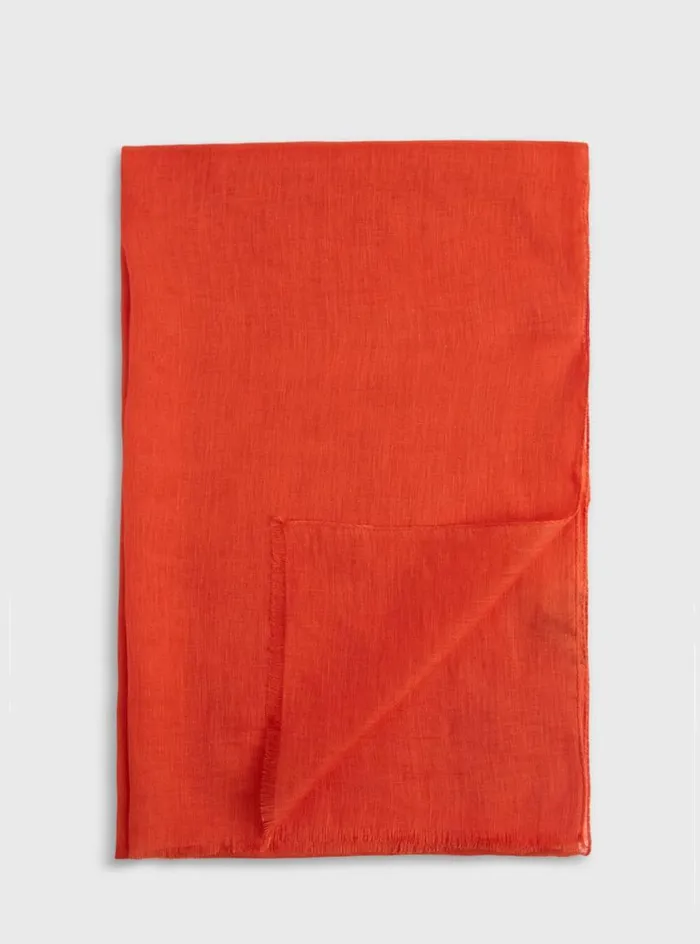 Men Paul Stuart Scarves Hats Gloves Linen Scarf Orange