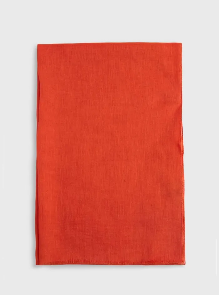 Men Paul Stuart Scarves Hats Gloves Linen Scarf Orange
