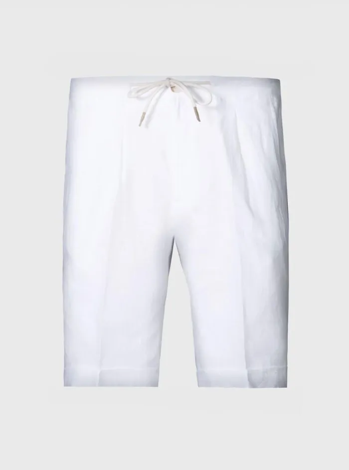 Men Paul Stuart Shorts and Swim Trunks Linen Drawstring Short White
