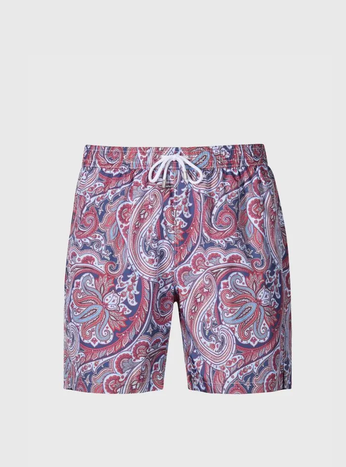 Men Paul Stuart Shorts and Swim Trunks Paisley Print Swim Trunk Bluered