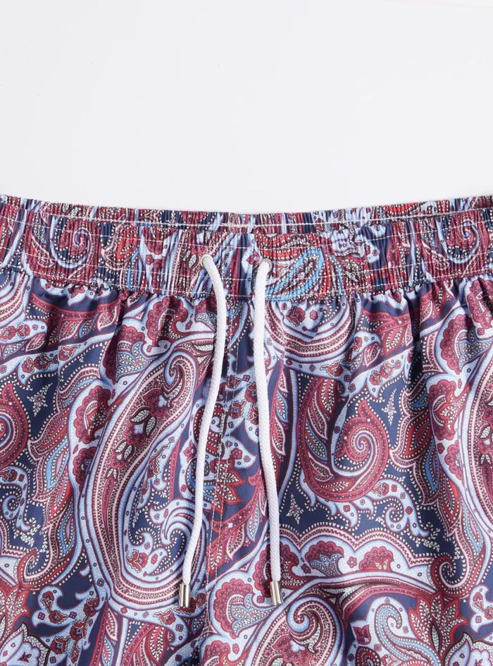 Men Paul Stuart Shorts and Swim Trunks Paisley Print Swim Trunk Bluered