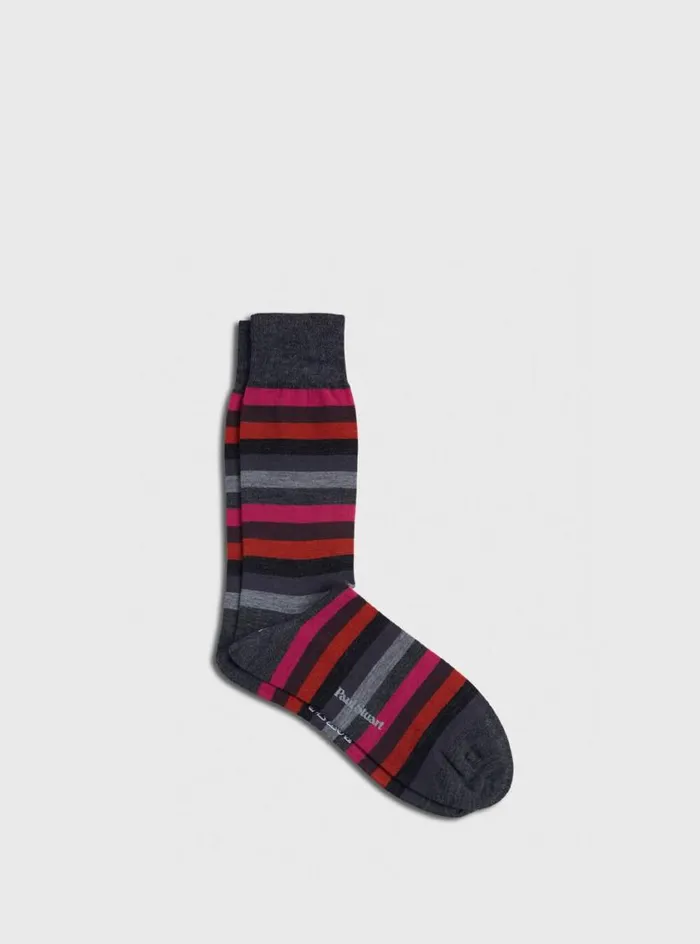 Men Paul Stuart Socks Bar Stripe Sock Grey