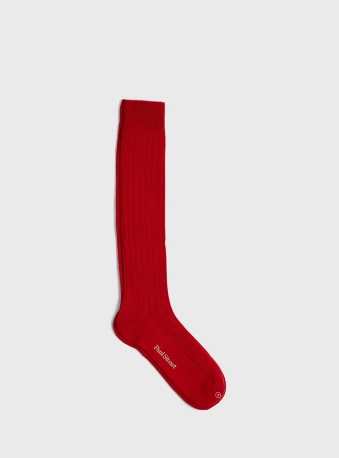 Men Paul Stuart Socks Cashmere Ribbed Sock Red