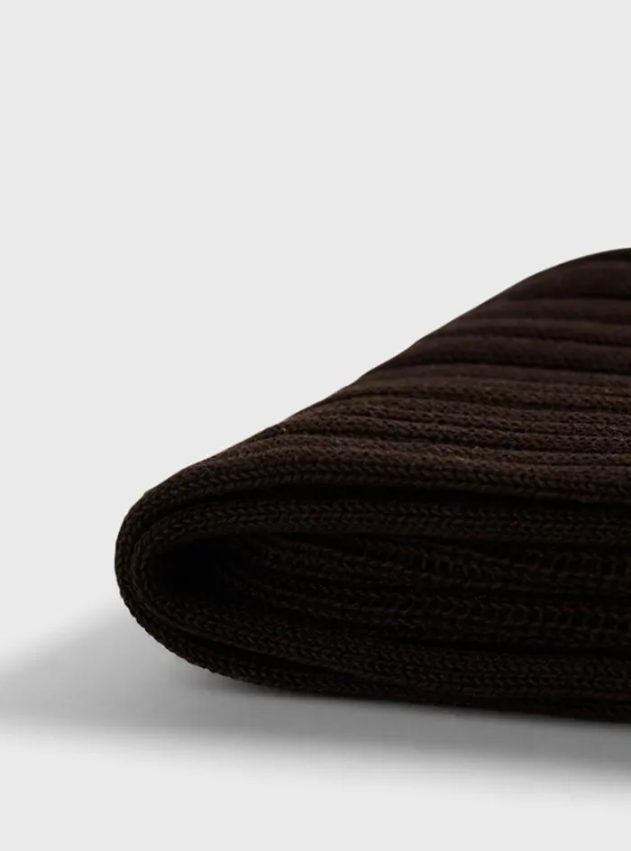 Men Paul Stuart Socks Classic Cotton Ribbed Sock Brown