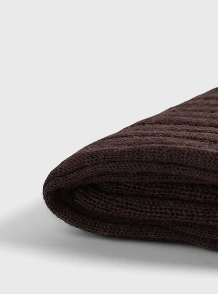 Men Paul Stuart Socks Classic Merino Wool Ribbed Sock Brown