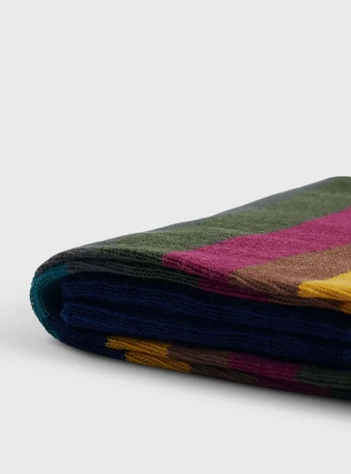 Men Paul Stuart Socks Colorful Stripe Sock Dark Blue