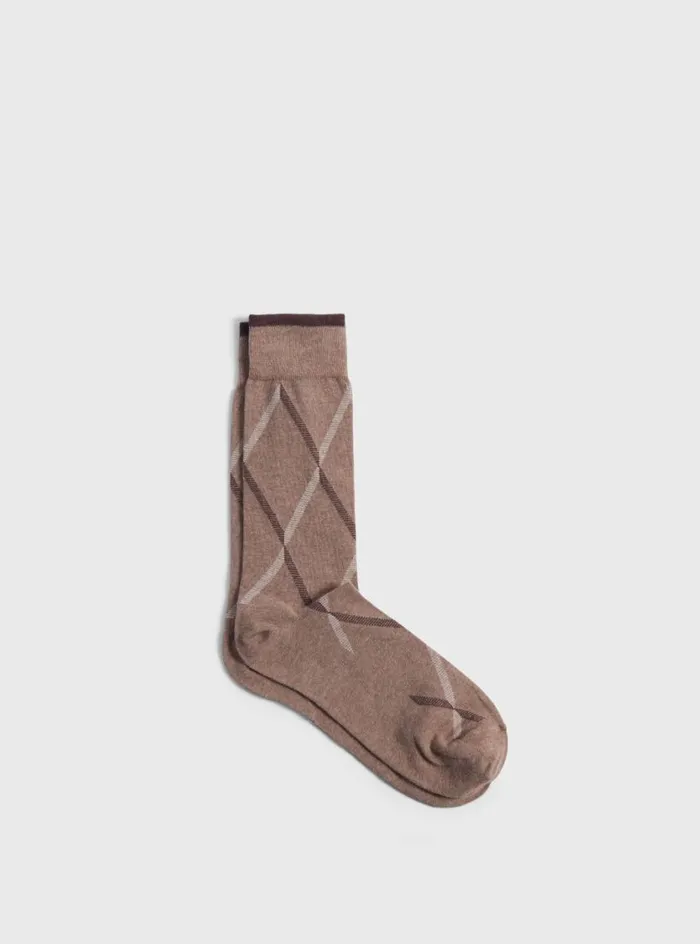 Men Paul Stuart Socks Cotton Blend Argyle Sock Tan