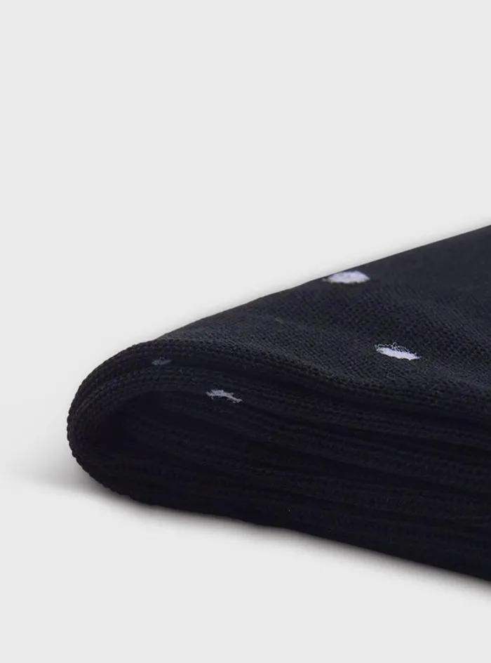 Men Paul Stuart Socks Cotton Dotted Sock Black