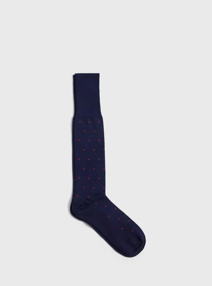 Men Paul Stuart Socks Cotton Dotted Sock Navyred