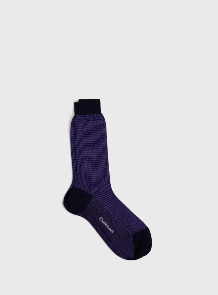Men Paul Stuart Socks Cotton Houndstooth Sock Purpleblack