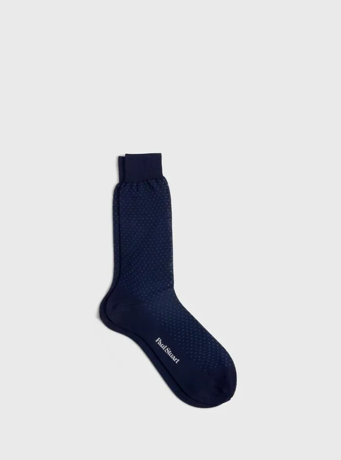 Men Paul Stuart Socks Cotton Jacquard Sock Navy
