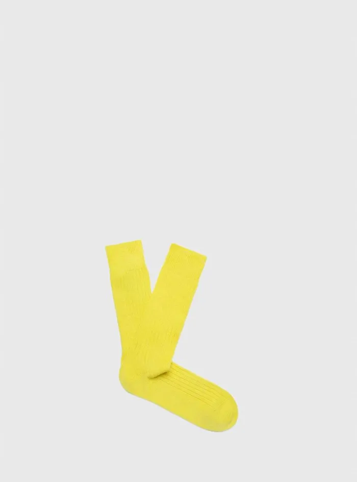 Men Paul Stuart Socks Cotton Sport Socks Yellow