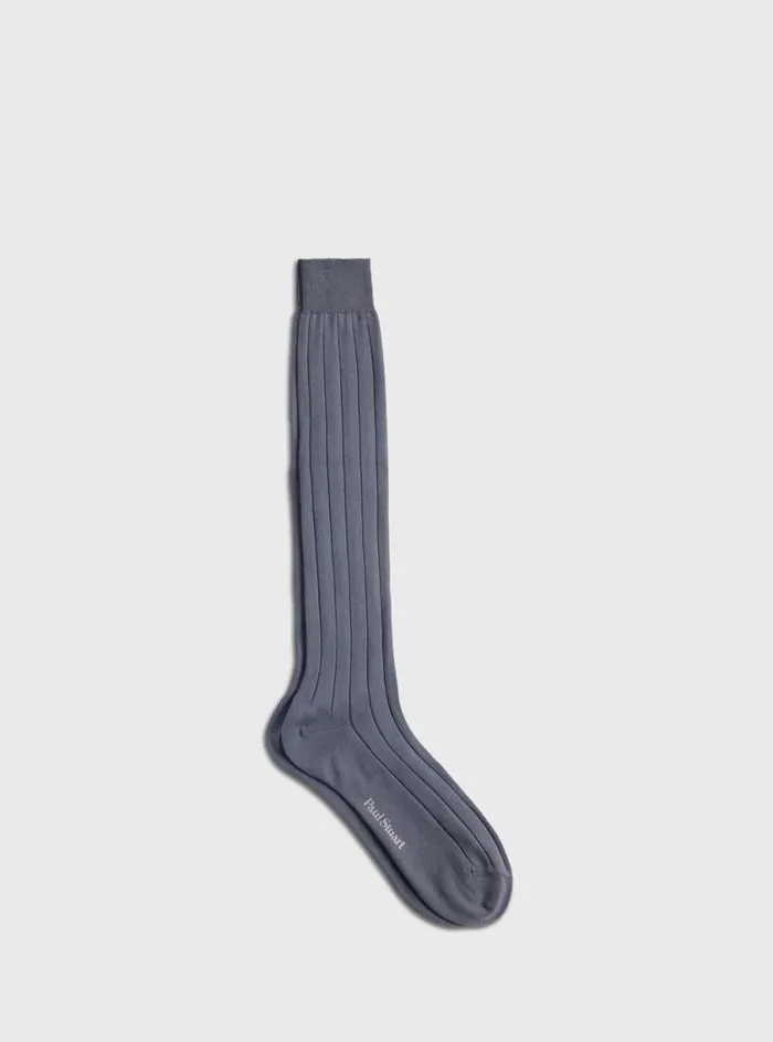 Men Paul Stuart Socks Pima Cotton Wide Rib Sock Grey