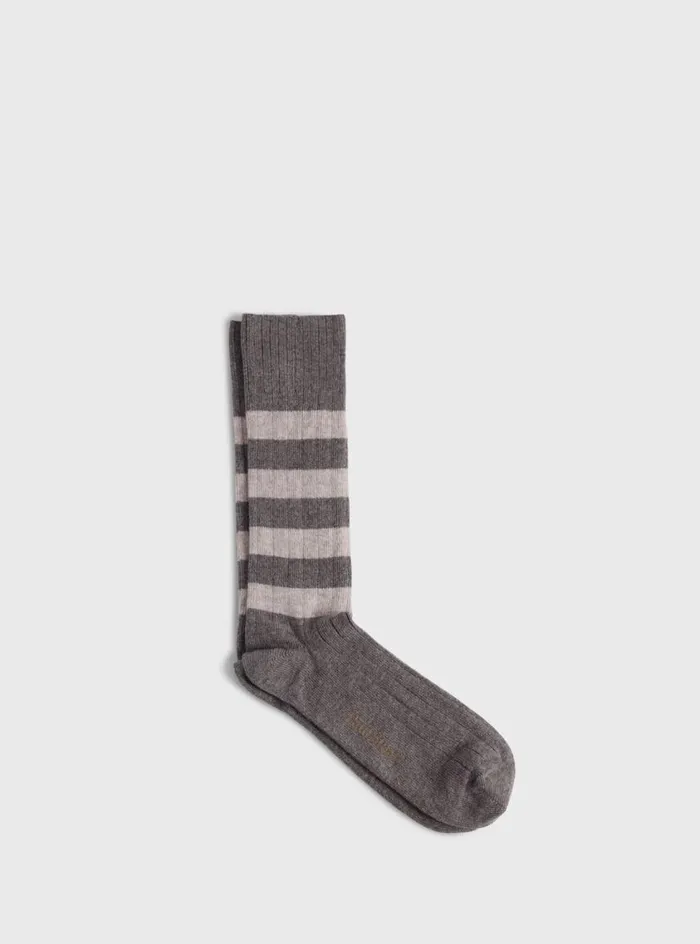 Men Paul Stuart Socks Rugby Stripe Sock Taupe